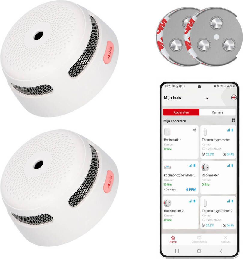 X-sense XS01-WX Slimme rookmelder met Wifi 2 Rookmelders Met magneet montage Home Security Voldoet aan Europese norm Brandalarm zonder boren