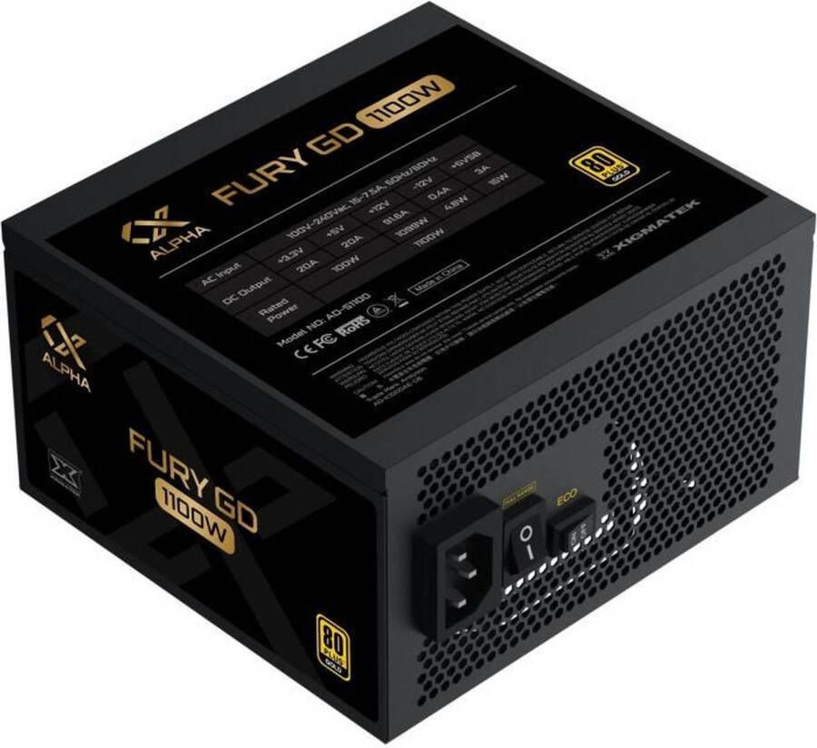 XIGMATEK Fury GD 1100W ATX 3.0 (80Plus Gold) PC-voeding 1100W