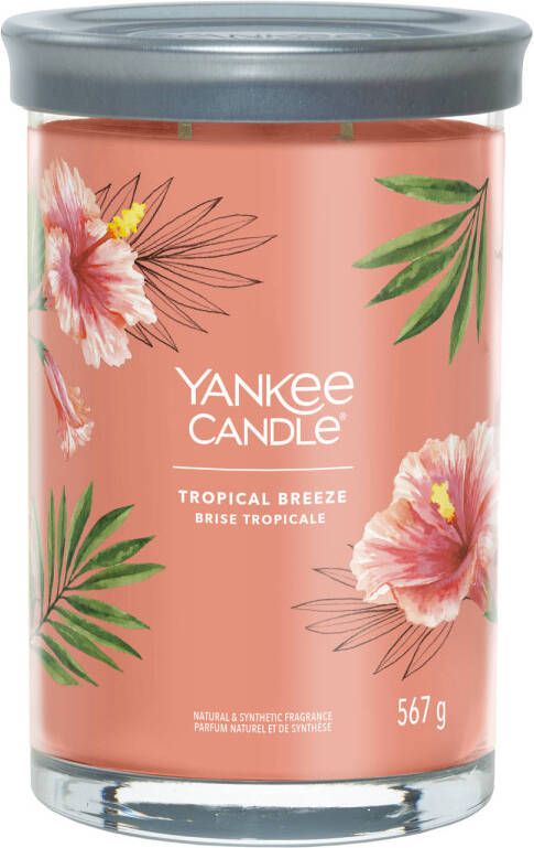 Yankee Candle Geurkaars Large Tumbler met 2 lonten Tropical Breeze 15 cm ø 10 cm