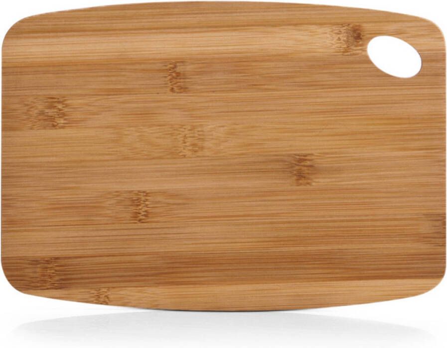 Zeller 1x Rechthoekige bamboe houten snij serveerplanken met ophangoog 26 cm Snijplanken