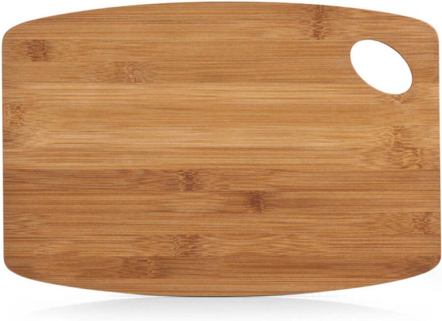 Zeller 1x Rechthoekige bamboe houten snij serveerplanken met ophangoog 34 cm Snijplanken