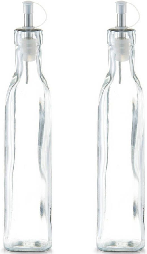 Zeller 2x Glazen azijn olie flessen met doseerdopje 270 ml Olie- en azijnstellen