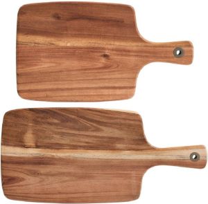 Zeller 2x Rechthoekige Acacia Houten Snijplanken Met Handvat 32 42 Cm Snijplanken