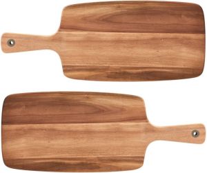 Zeller 2x Rechthoekige Acacia Houten Snijplanken Met Handvat 52 Cm Snijplanken