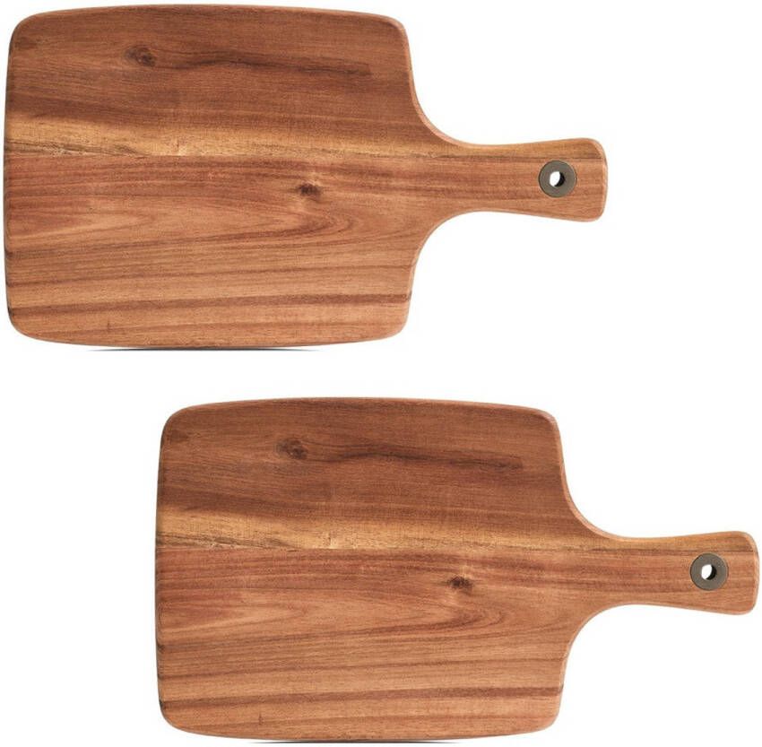 Zeller 2x Rechthoekige acacia houten snij serveerplanken 32 cm Snijplanken