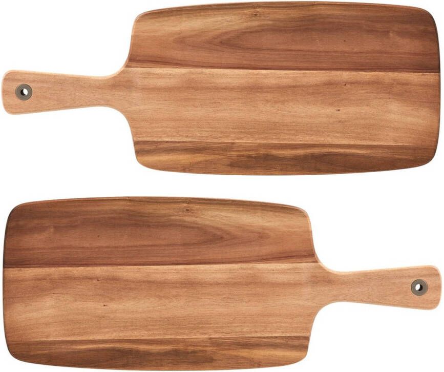 Zeller 2x Rechthoekige acacia houten snij serveerplanken 52 cm Snijplanken