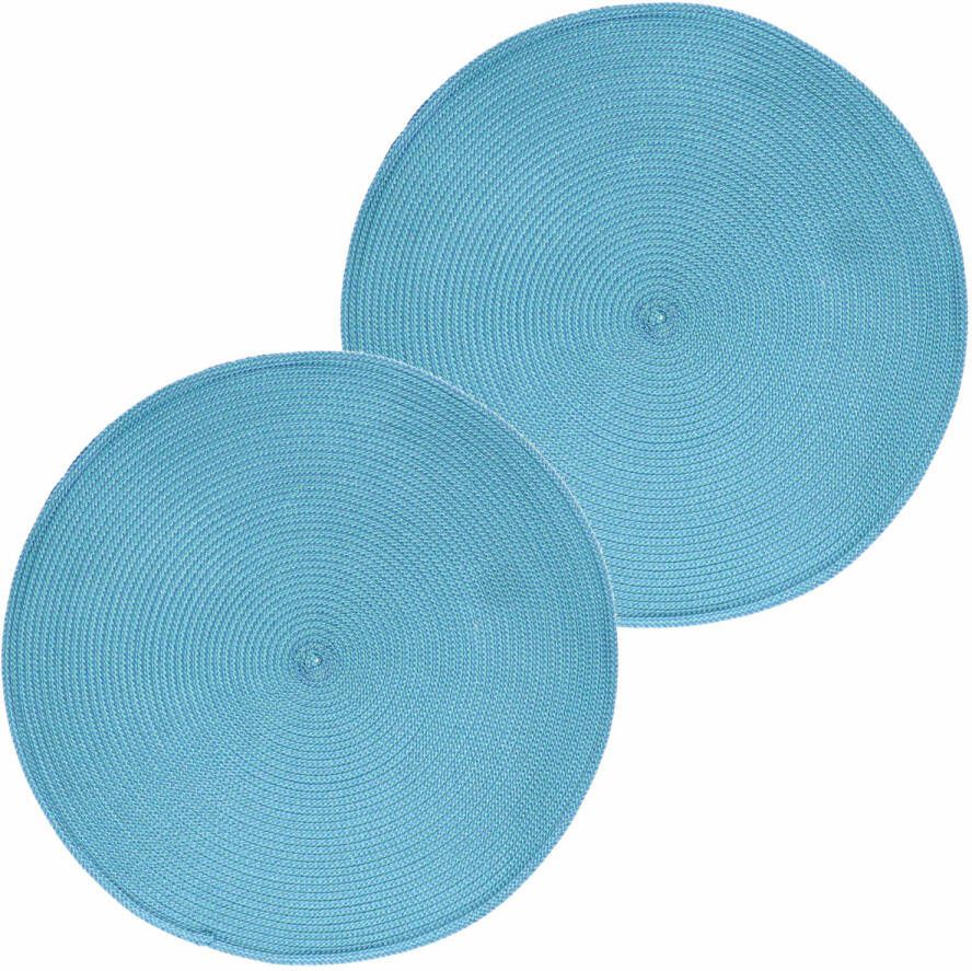 Zeller 4x Ronde onderleggers placemats voor borden turquoise 38 cm Placemats
