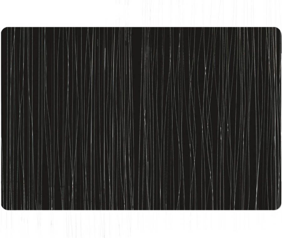 Zeller 8x Rechthoekige onderleggers placemats voor borden zwart metallic 30 x 45 cm Placemats