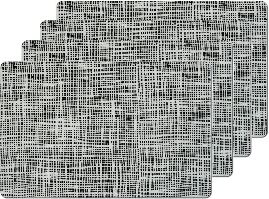 Zeller placemats abstract 8x 1x zwart 44 x 29 cm kunststof Placemats