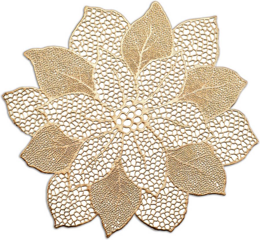 Zeller placemats lotus bloem 1x goud kunststof 49 x 47 cm Placemats