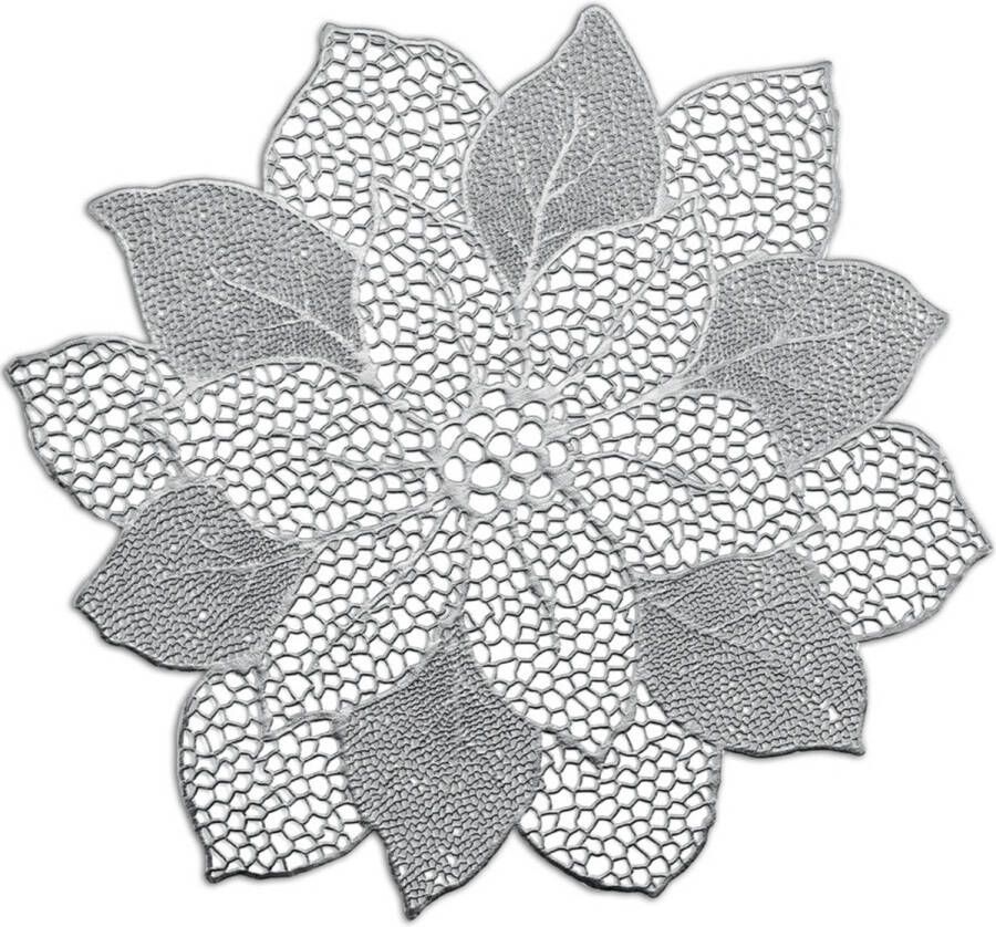 Zeller placemats lotus bloem 1x zilver kunststof 49 x 47 cm Placemats