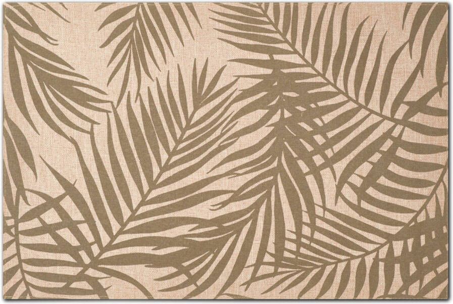 Zeller placemats palm print 1x 45 x 30 cm beige groen linnen Placemats