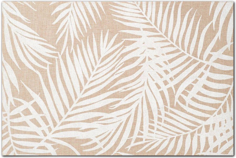 Zeller placemats palm print 1x 45 x 30 cm beige wit linnen Placemats