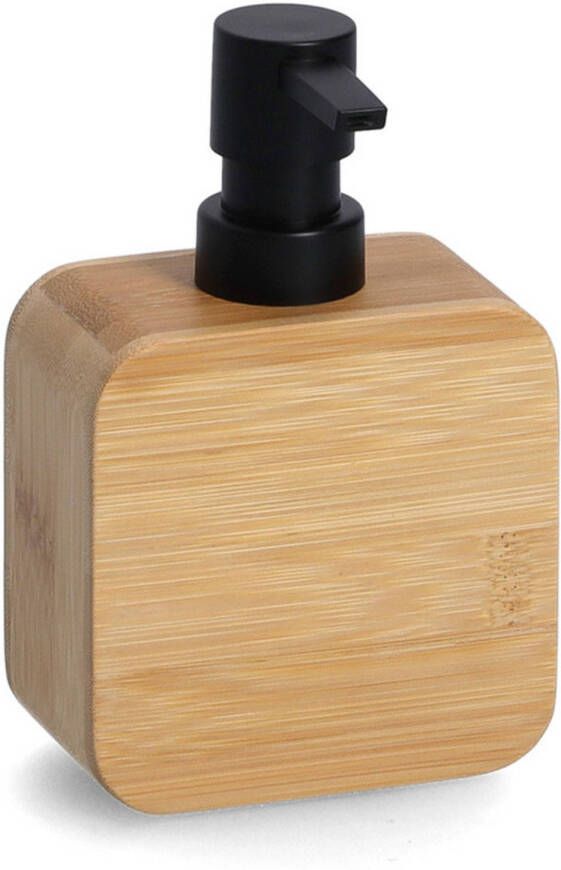 Zeller Zeeppompje dispenser bamboe hout 10 x 15 cm luxe kwaliteit Zeeppompjes