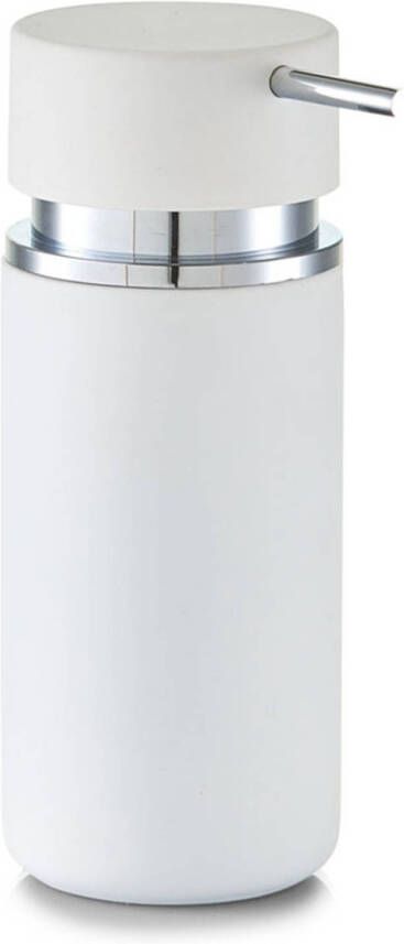 Zeller Zeeppompje dispenser keramiek wit rubber coating 6 x 16 cm Zeeppompjes