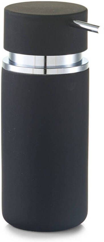 Zeller Zeeppompje dispenser keramiek zwart rubber coating 6 x 16 cm Zeeppompjes