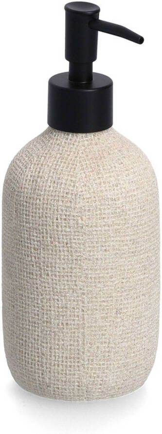 Zeller Zeeppompje dispenser kunststeen beige 8 x 20 cm Natural jute look Zeeppompjes