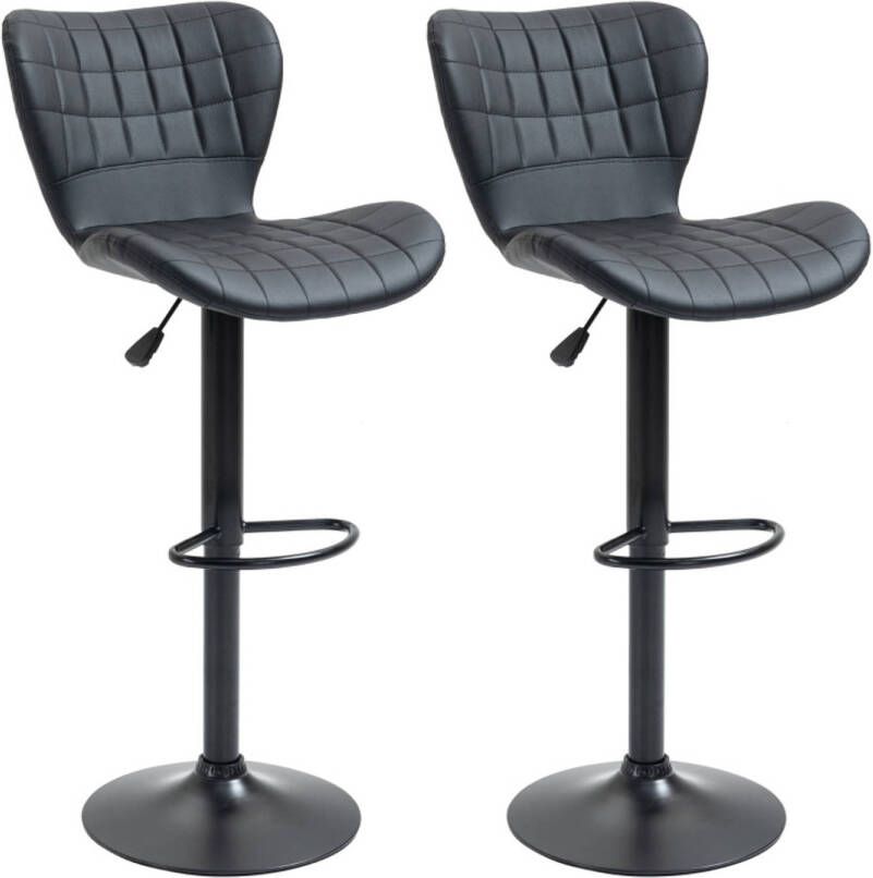 Zenzee Barkrukken set van 2 Barkrukken Stoelen Zwart 47 cm x 56 cm x 89-109 cm