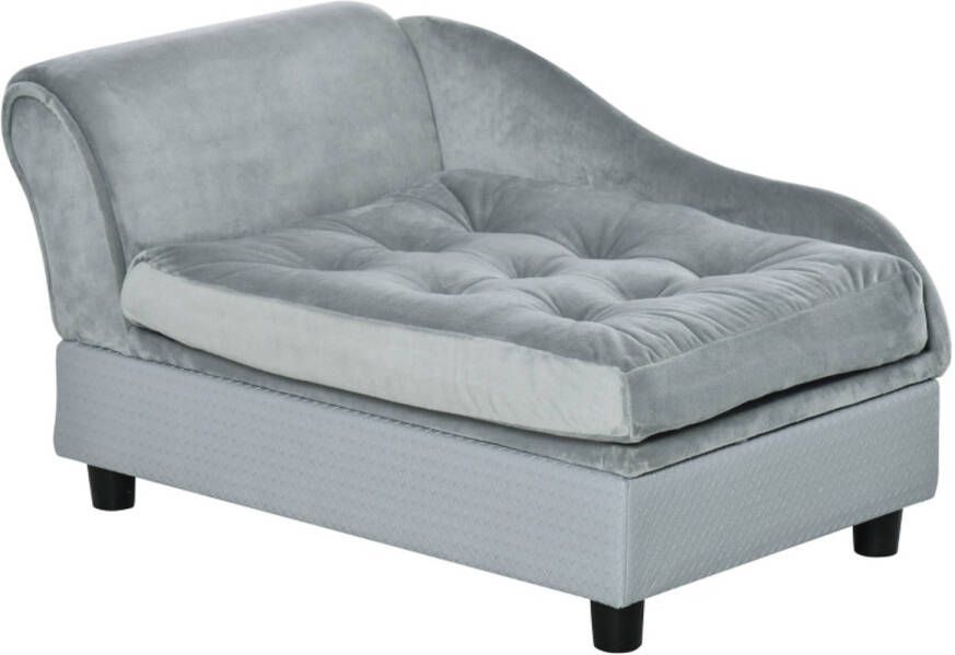 Zenzee Hondenbed met opbergruimte -Hondensofa Hondenkussen Hondenmand Grijs 76 x 45 x 41 5 cm