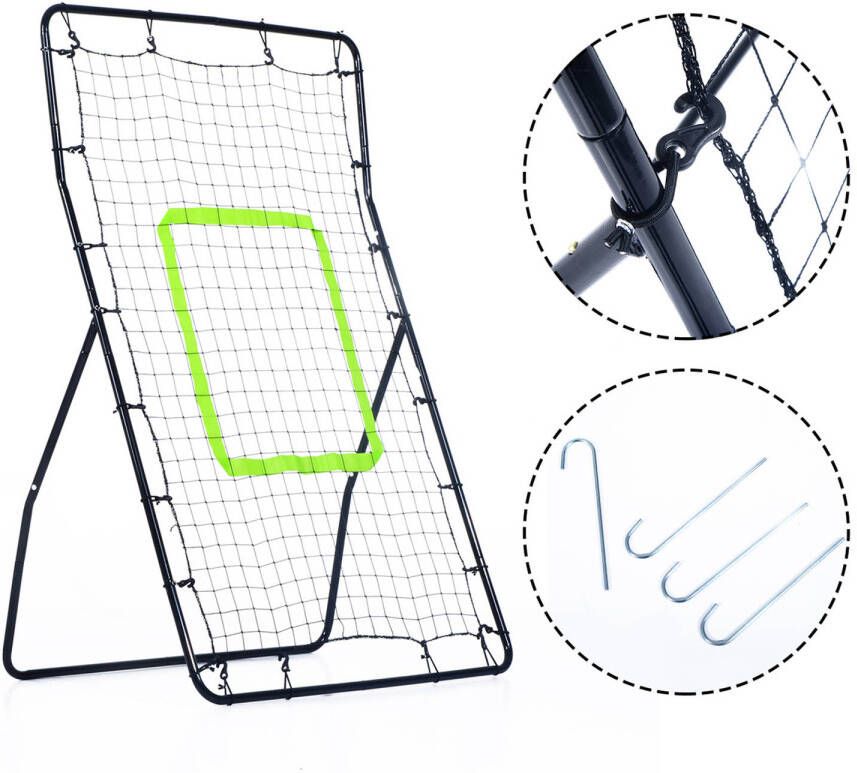 Zenzee Rebounder voetbal Rebounder Kickback Voetbaldoel Stuitbaltrainer 75x126cm Zwart