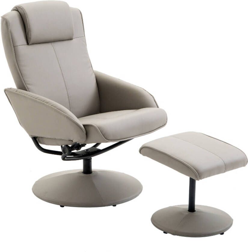 Zenzee Relaxstoel met voetenbankje Stoelen Relax fauteuil Stoel Draaifauteuil Draaistoel Grijs L78 × B71 × H1...