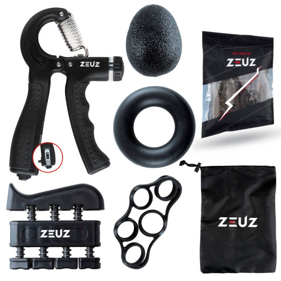 ZEUZ 5-Delige Fitness Handtrainer Set Trainer voor Hand Onderarm Pols & Vingers