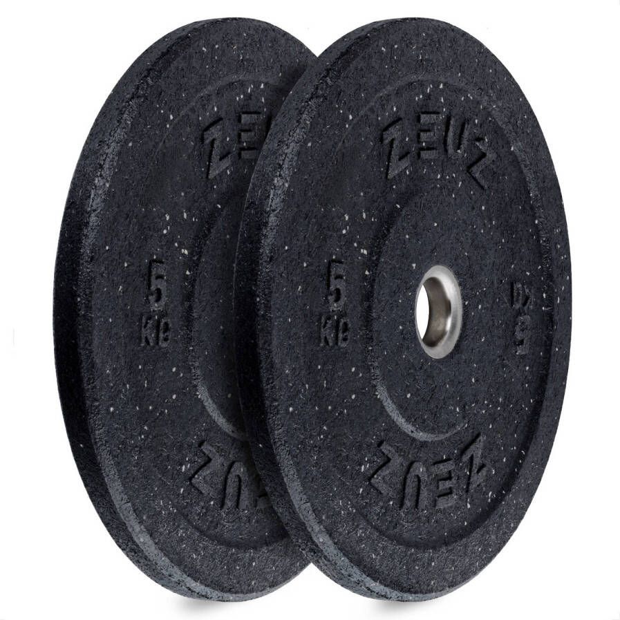 ZEUZ Halterschijf 2 Stuks 5 KG Gewichten Set 5kg Bumper Plates voor 50 mm Halter Crossfit & Fitness