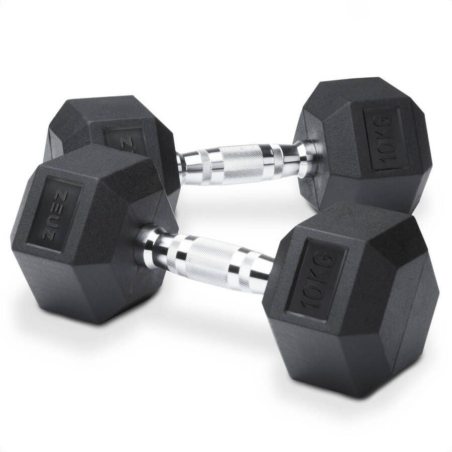 ZEUZ Hexa Dumbbells Set 2 x 10 KG Hexagon Gewichten Dumbbellset Crossfit Fitness & Krachttraining Dumbellset