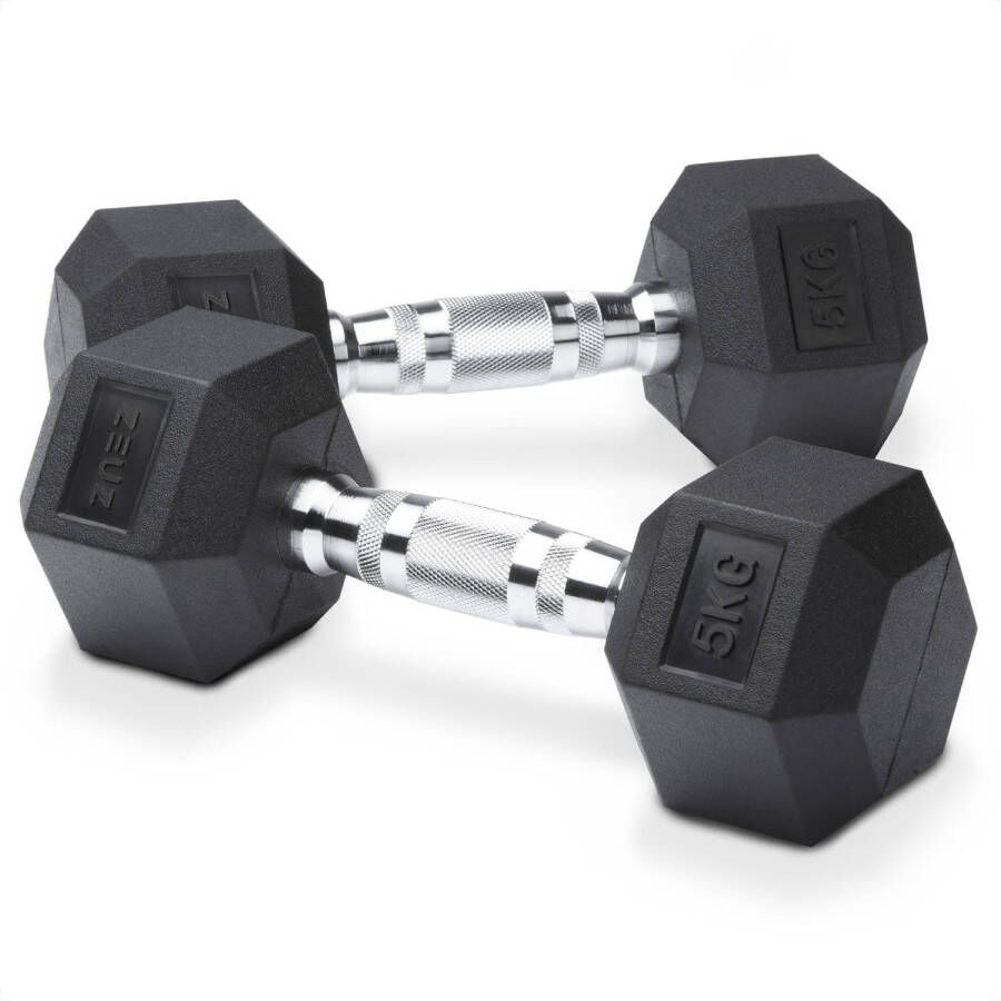 ZEUZ Hexa Dumbbells Set 2 x 5 KG Hexagon Gewichten Dumbbellset Crossfit Fitness & Krachttraining Dumbellset