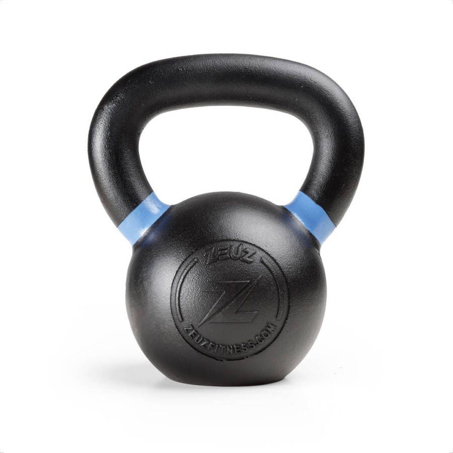 ZEUZ Kettlebell 12 KG Fitness Crossfit Sport Set Gewichten Conditie & Krachttraining Gietijzer Blauw