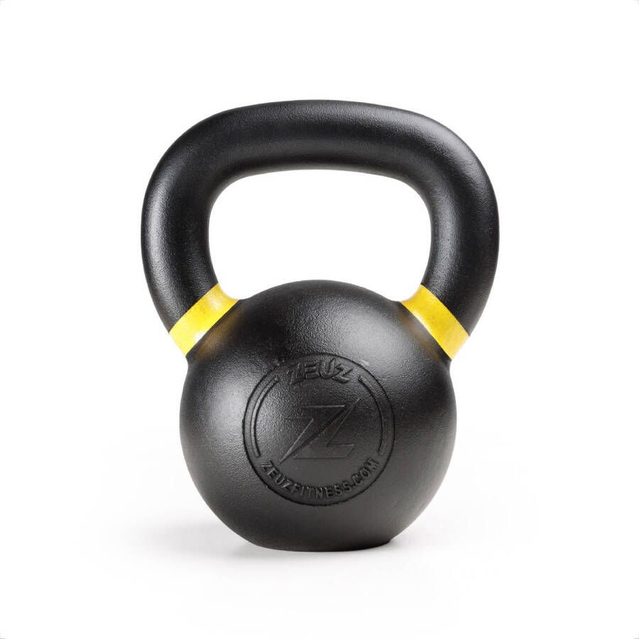 ZEUZ Kettlebell 16 KG Fitness Crossfit Sport Set Gewichten Conditie & Krachttraining Gietijzer Geel