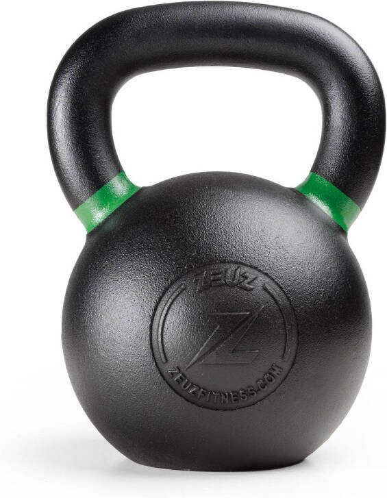 ZEUZ Kettlebell 24 KG Fitness Crossfit Sport Set Gewichten Conditie & Krachttraining Gietijzer Groen