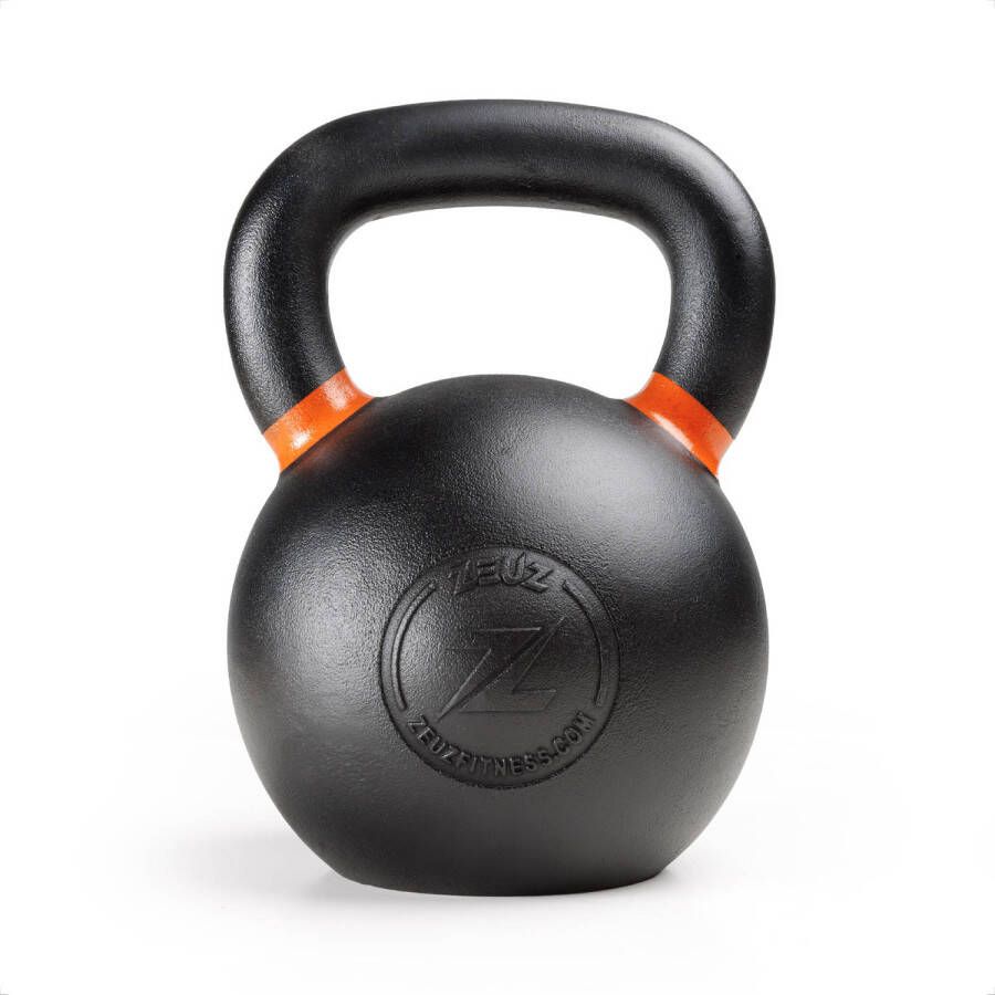 ZEUZ Kettlebell 28 KG Fitness Crossfit Sport Set Gewichten Conditie & Krachttraining Gietijzer Oranje