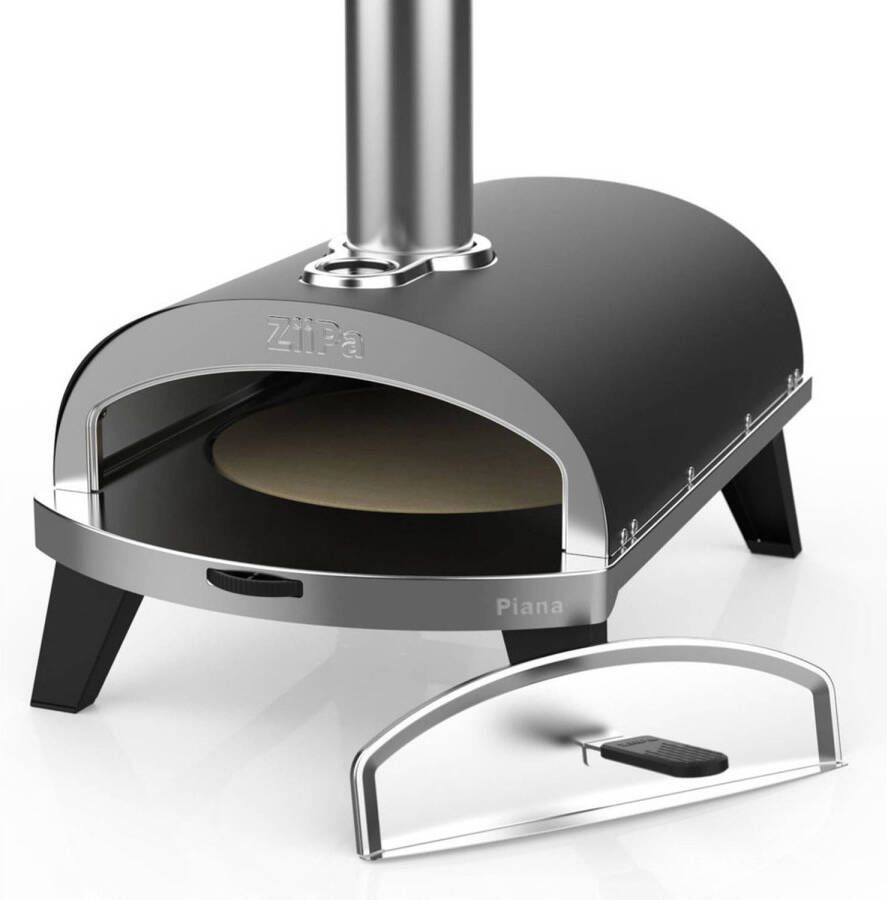 ZiiPa Pizza Oven Piana Houtgestookt met Thermometer Antraciet voor ø 30 cm pizza's Roterende pizzasteen - Foto 2