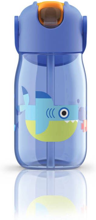 Zoku Drinkbeker Kids Flip met Rietje 415 ml Shark Kunststof Blauw