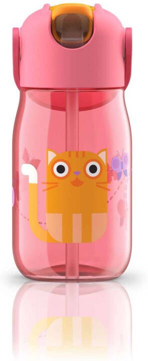 Zoku Drinkbeker Kids Flip met Rietje 415 ml Cat Kunststof Roze