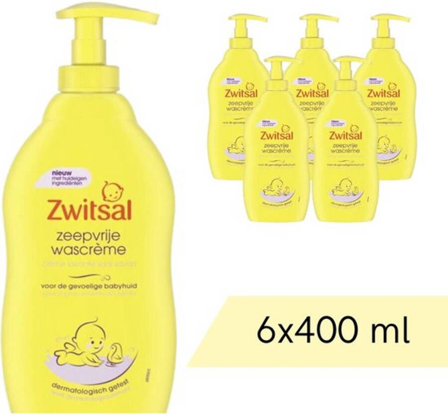 Zwitsal Baby Wascrème Mild & Zacht Met Pompje 6x 400ml Voordeelverpakking