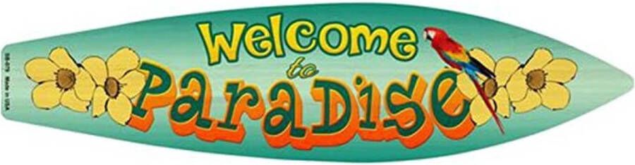 Welcome to Paradise. Metalen wandbord 60 x 18 cm