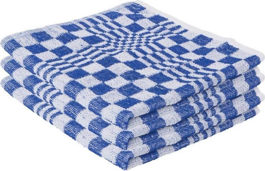 Merkloos Sans marque 6x Handdoek blauw met blokmotief 50 x 50 cm Huishoudtextiel keukendoek handdoekjes