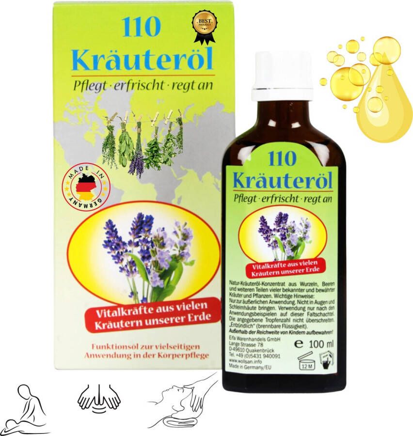 110 Krauterol 110 Kruidenolie Kruidenplanten Kräuteröl olie 100ML Massage Olie