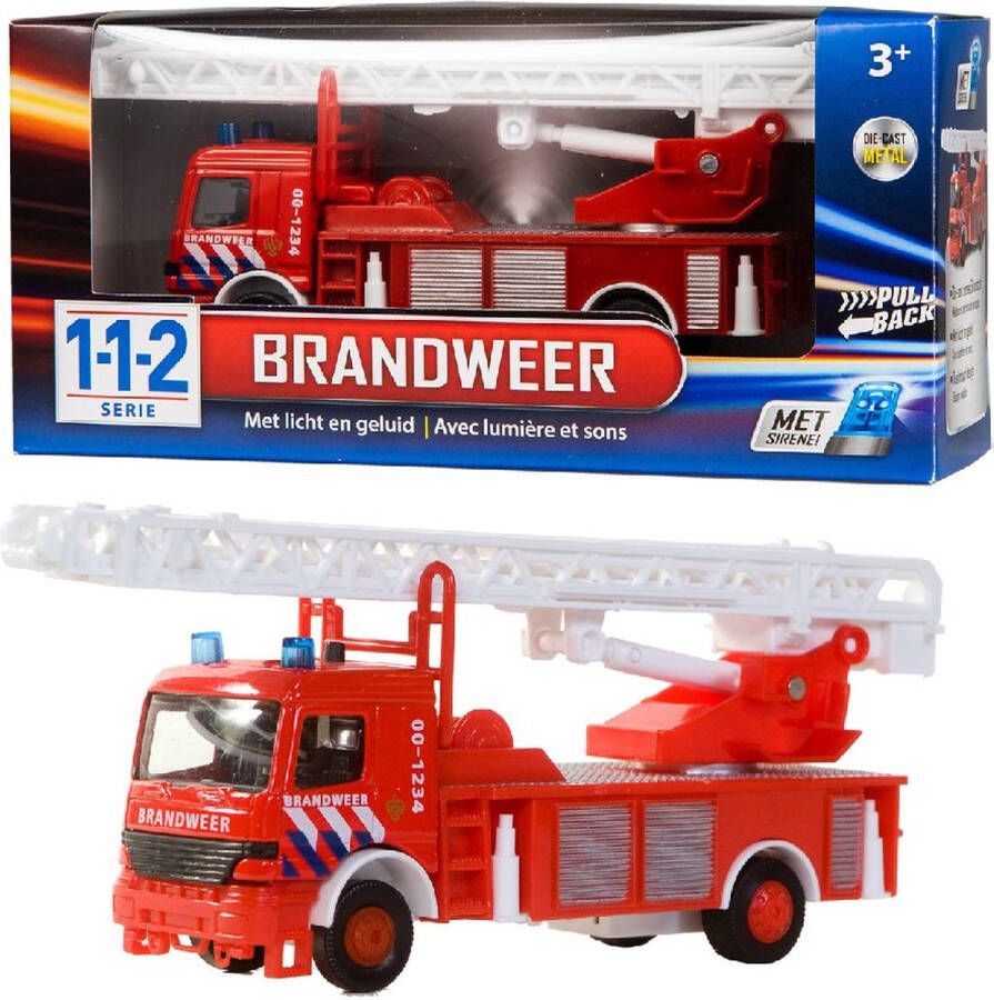 112 Speelgoed brandweerwagen met ladder 15 cm Speelgoed auto brandweer