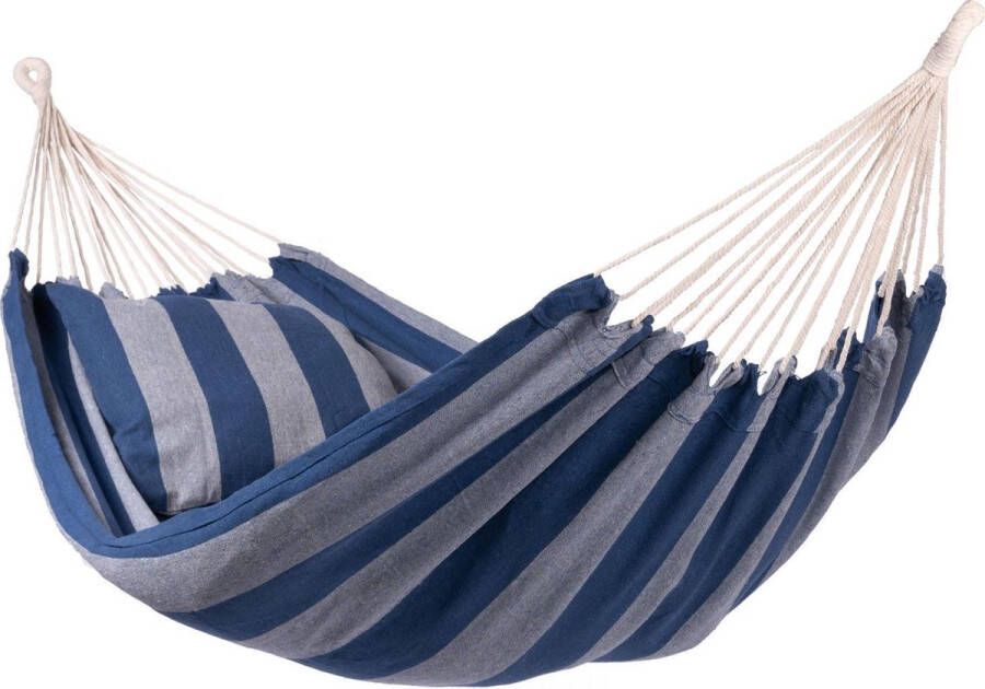 123 Hammock Hangmat Eénpersoons 'Lobos' Single Blauw 320 CM 130 KG Opbergtas incl.