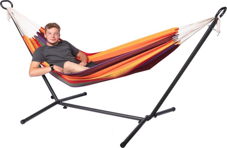 123 Hammock 123Hammock Hangmat met Standaard Eénpersoons Multi Single Veelkleurig