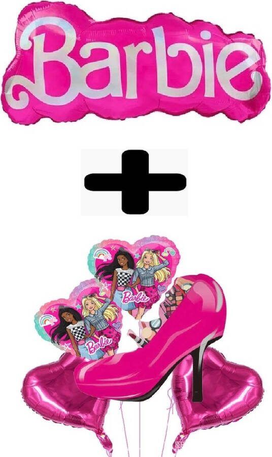 123Feest Barbie ballonnenpakket combi 6 st Roze Pump Tekst Jurk Prinses Thema Meisje Versiering