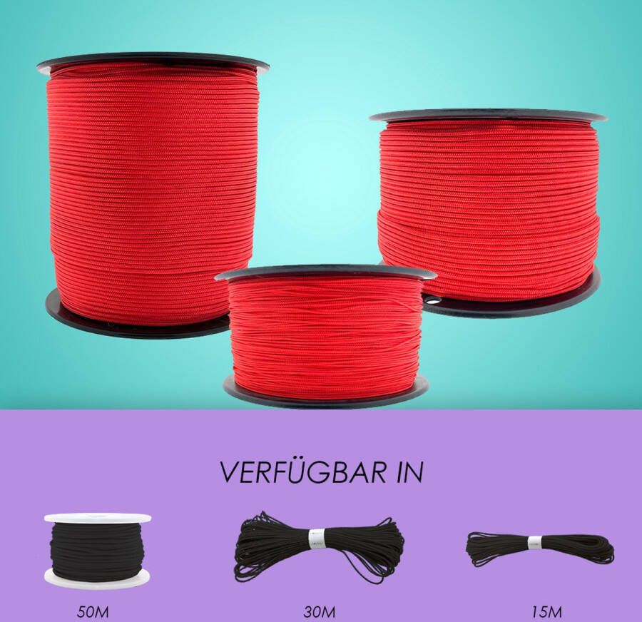 123paracord Paracord 425 type II Bright Red 50 Meter