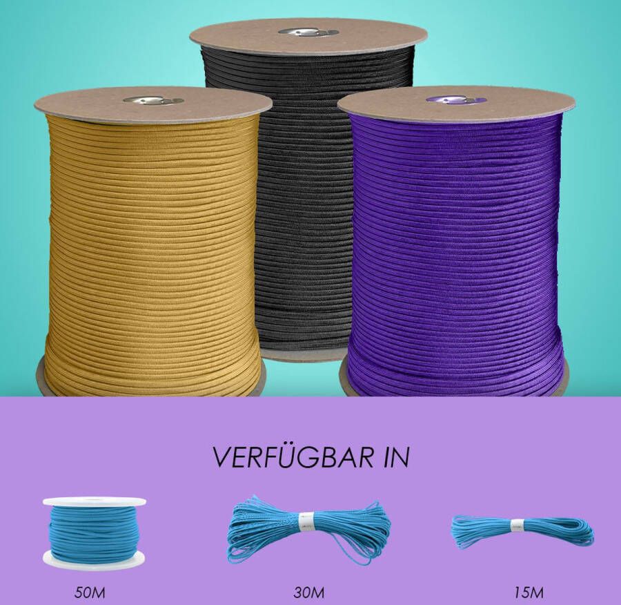 123paracord Paracord 425 type II Dunkel Cyan 50 meter