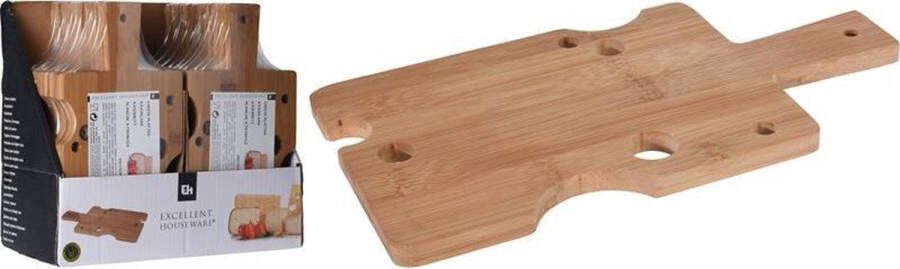 Excellent Houseware Borrelplank kaasplank speels model bamboe hout 29 x 15 cm serveerplank Serveerplanken