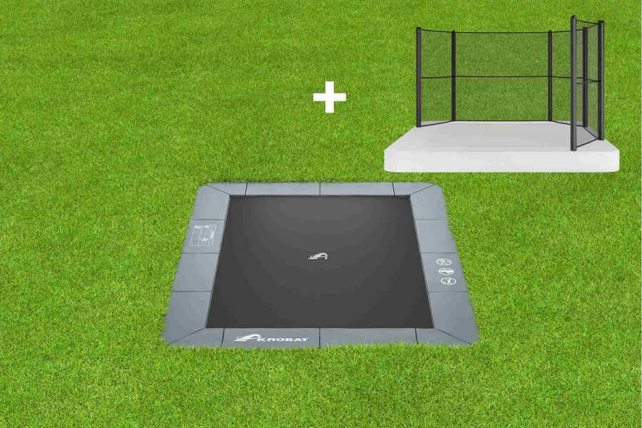 12SPRINGS Akrobat Orbit Flat to the ground Trampoline 335x244 Antraciet incl. corner veiligheidsnet