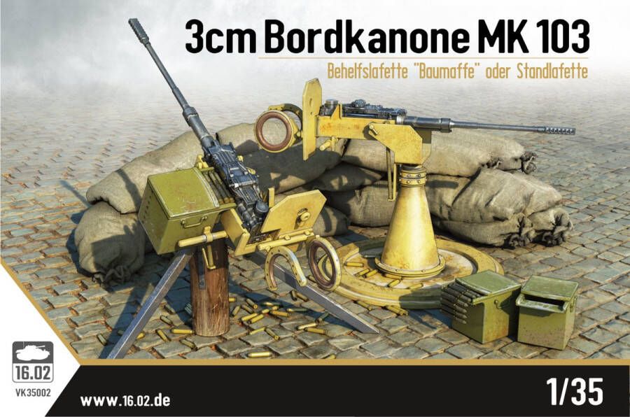 16.02 en meer 16.02 3cm Bordkanone MK 103 Behelfslafette Baumaffe oder Standlafette + Ammo by Mig lijm