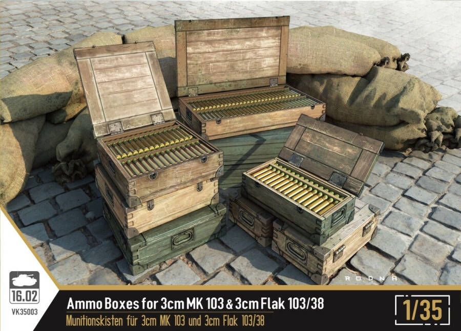 16.02 en meer 16.02 Ammo Boxes for the 3cm MK 103 & 3cm Flak 103 38 + Ammo by Mig lijm